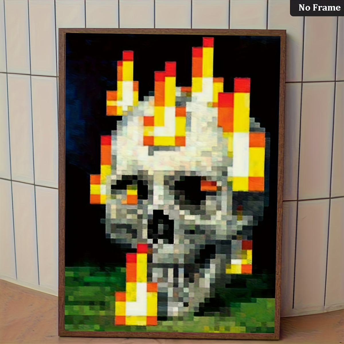 2D Flat, 1pc Large Vertical Retro 8-Bit Pixel Art Poster - Frameless Gothic Suitable for Rooms Suitable for Living Room Suitable for Bedroom Suitable for Bathroom Suitable for Dining Room Suitable for Home Office Decor - Machine-Printed Canvas Wall
