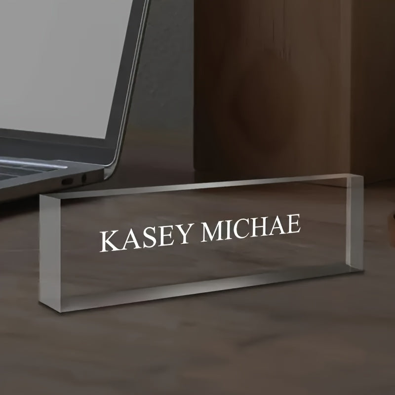 2D Flat, 1 Desktop Nameplate, Acrylic Nameplate, Personalized Nameplate, Minimalist Teacher Nameplate, Office Decoration, Custom Desktop Gift Nameplate, Suitable for Valentine's Day, Christmas, Thanksgiving, Graduation Season, Wife, Father, Child