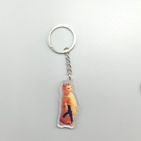 2D Flat, 2D Flat 1pc Key Chain Mobile Phone Charm Car pendant cute cat vomit meme dog with red mask meme black cat screaming meme cat in war meme gift for friend