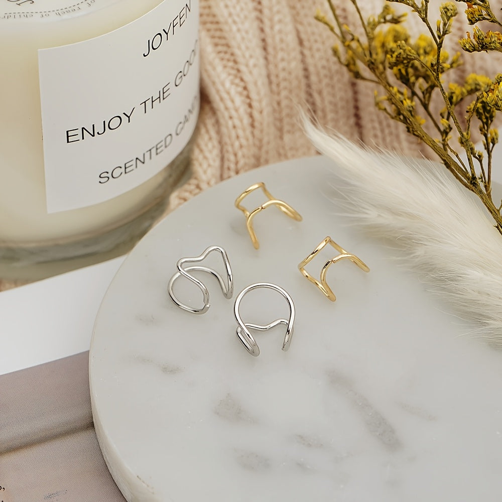 Small Heart-Shaped Clip-On Earrings, 2pcs/1 Pair, Creative, Well-Designed, High-End, Elegant, Simple, Exquisite, Suitable for Dates, Parties, Vacations, and Daily Wear, A Fashionable Earring Gift for Your Girlfriend