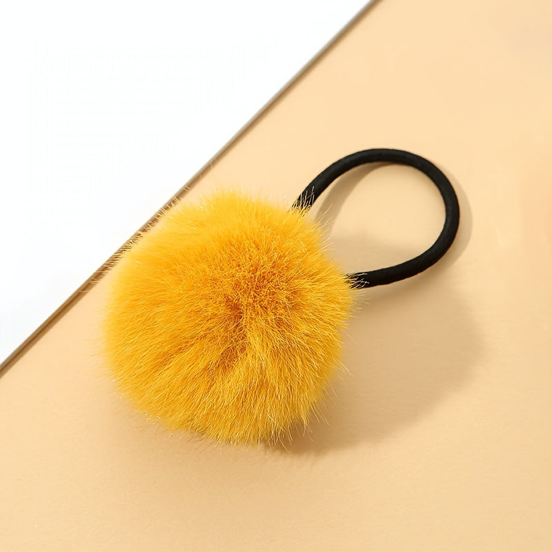 Candy Color Pompom Hair Rope Internet Celebrity High Ponytail Hair Tie Hair Rope Fluffy Hair Band Hair Additions