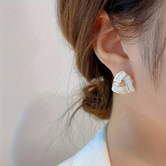 Triangular Dripped Glaze Earrings Women'S Influencer Hot Style Stud Earrings Women'S Korean Easy Temperament Fashion Ear Jewelry Ear Drop Women