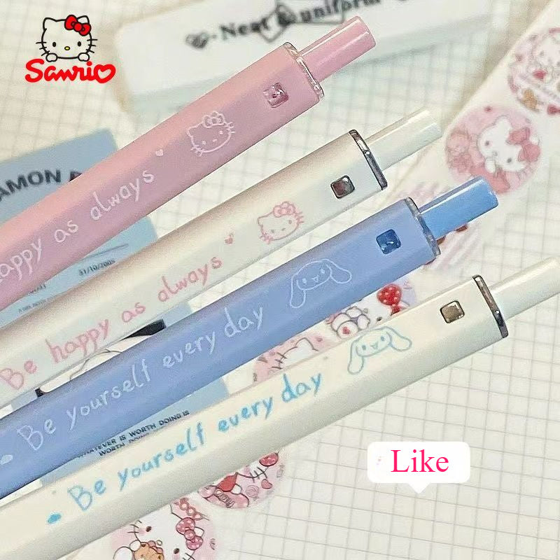 Officially Licensed Sanrio Hello Kitty Cartoon Character Cute Creative Square Tip Pen Student Exam Essentials Cinnamoroll Pressure-Sensitive Refills Gel Pen Write Smoothly Quick Drying 0.5Mm Black Pen