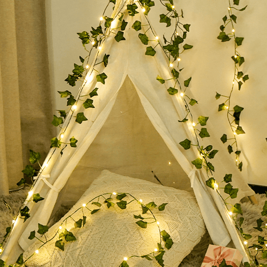 1pc, 200CM/20LED, Artificial Green Ivy String Lights, Vine Fairy Wreath Lights, for Family, Bedroom, Party, New Year, Wedding, Festival, Spring Decorations, Mother'S Day, Valentine'S Day, Wall Decoration, Easter, Battery Not Included