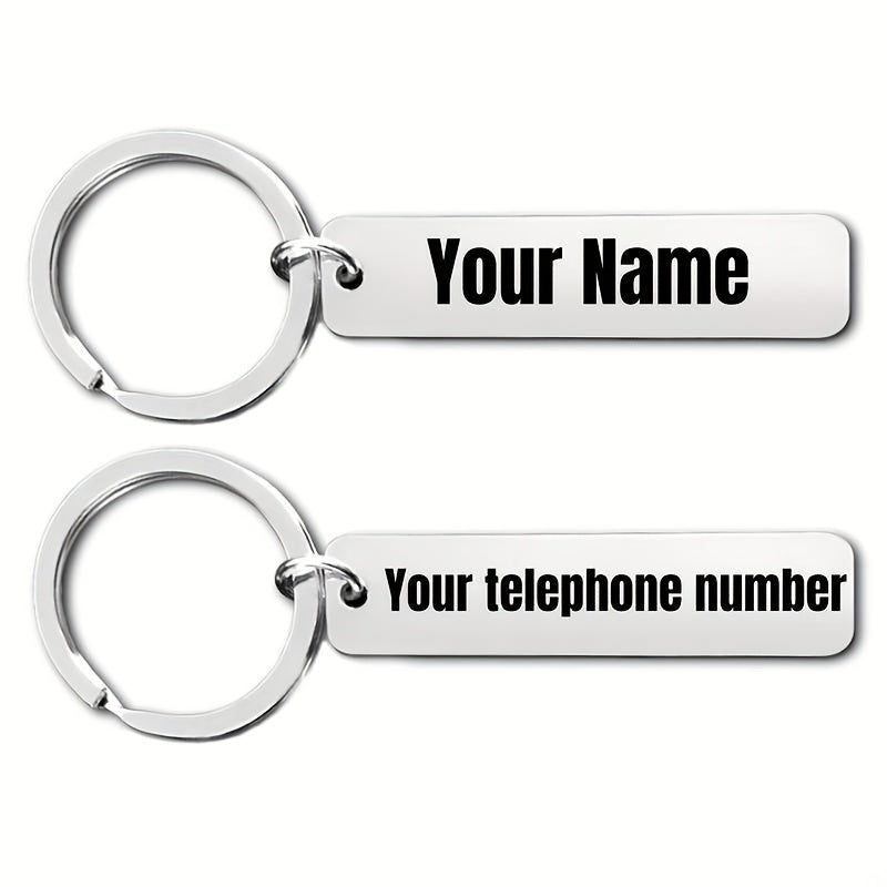 Custom Engraved Keychain - Personalized Name And Phone Number, Anti-Lost Double-Sided Design, Suitable for Events And Parties, Laser Engraved Custom Keychains