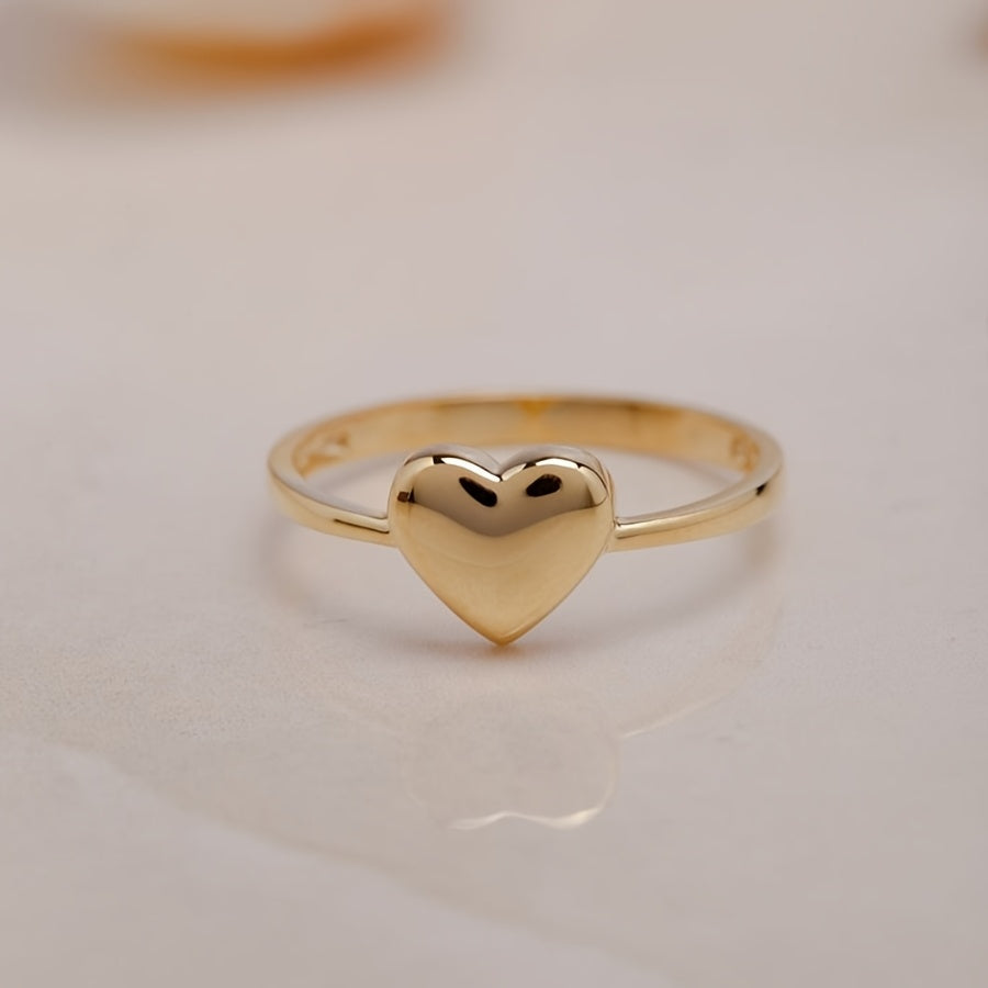 1pc Women'S Engagement Ring Fashion Easy Golden Alloy Heart Decoration Ring Wedding Engagement Anniversary Party Jewelry Valentine'S Day Birthday Gift