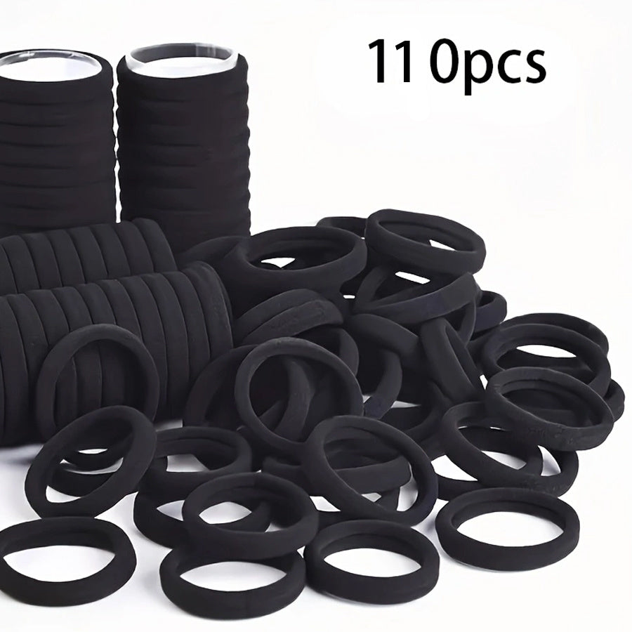 10-60-110-120pcs Thickened Hair Ties - High Elasticity Durable Hair Bands, Wide Hair Ties Suitable for Ponytails And Buns, Retro Minimalist Design, 10 Different Colors (Black/Beige/White/Brown/)