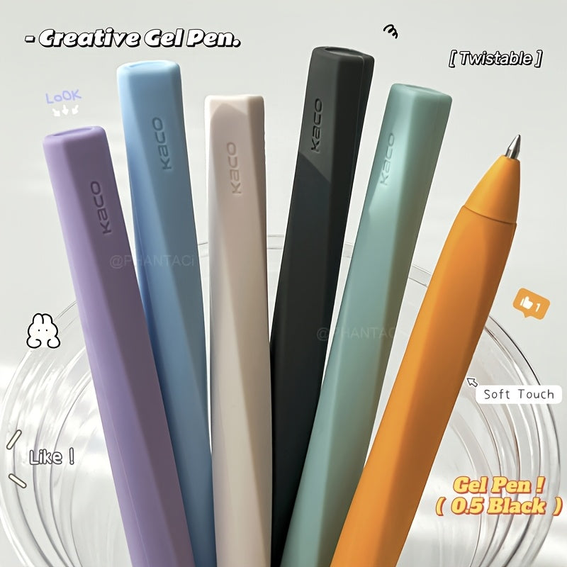 1pc Creative Twistable Gel Pen 0.5mm Black Pen Soft Touch Writing Pen Office Supplies