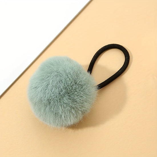 Candy Color Pompom Hair Rope Internet Celebrity High Ponytail Hair Tie Hair Rope Fluffy Hair Band Hair Additions