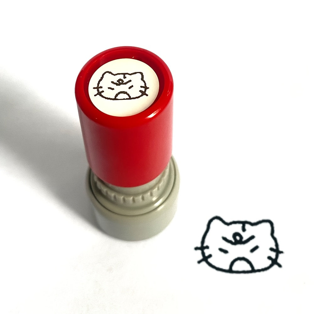 Mini Cat Emotion Stamps Cute Cartoon Scrapbook Decoration Stamps 6 Styles Expressions with Ink Pad Student Journal Check-In Kids Fun Stationery Portable Photosensitive Stamps
