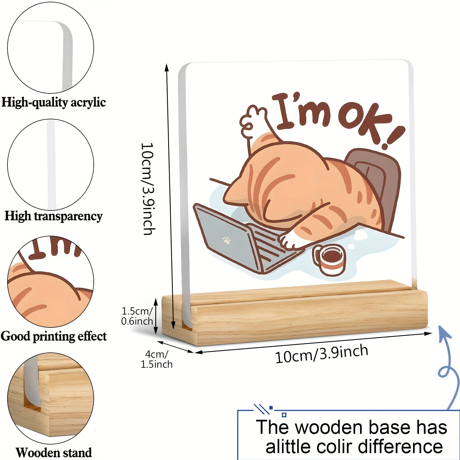 [2D Flat] [2D Flat] 1pc, Acrylic Desktop Decoration, I'M Fine, an Interesting Desktop Ornament, The Best Gift for Colleagues And Leaders, Birthday Present