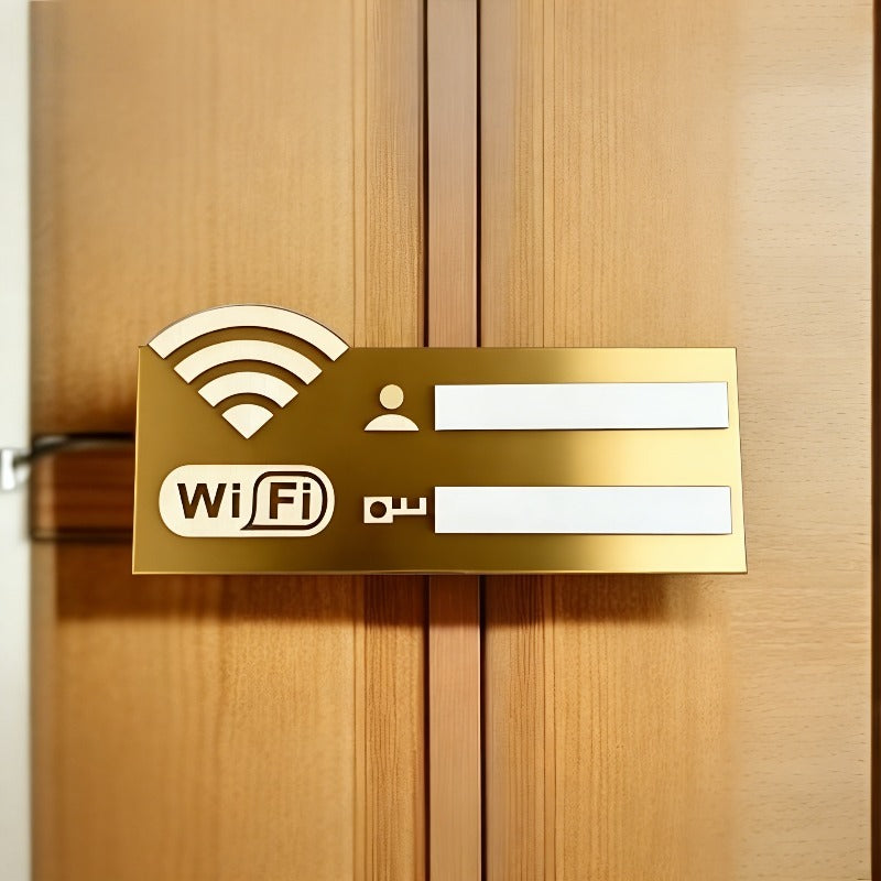 2D Flat, Vintage WiFi Router Sign - No Power Required Password Plaque Suitable for Home Office Cafe Decor, Artificial/Brown Minimalist Suitable for Housewarming or Mother's Day Gift, WiFi Password Reminder Board, 2D Flat