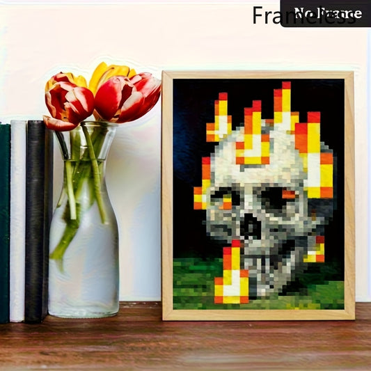 2D Flat, 1pc Large Vertical Retro 8-Bit Pixel Art Poster - Frameless Gothic Suitable for Rooms Suitable for Living Room Suitable for Bedroom Suitable for Bathroom Suitable for Dining Room Suitable for Home Office Decor - Machine-Printed Canvas Wall
