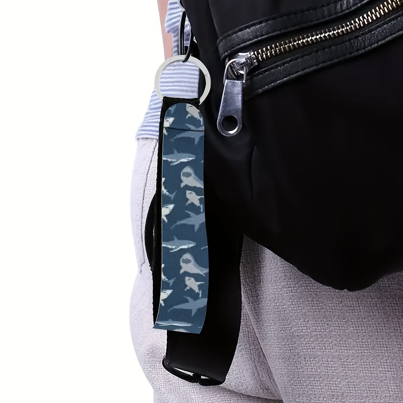 Adorable Cartoon Shark Design Wrist Keychain, Made of Synthetic Rubber Non-Woven Keyring, Suitable for Car, Camera, Backpack, Phone, And Household Keys, Unisex