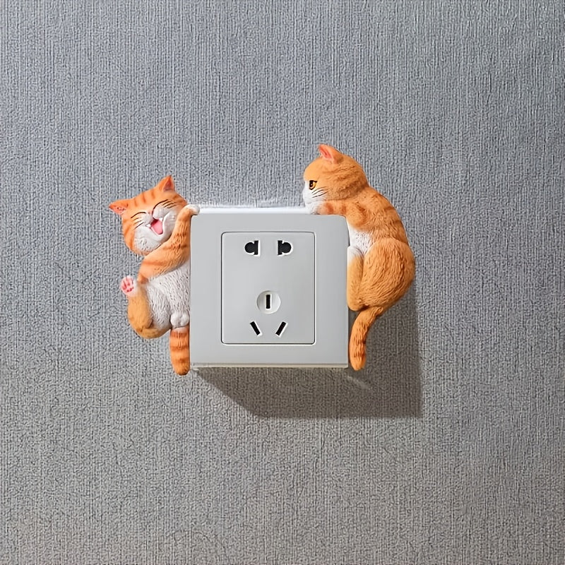 2 Super Cute Cat Wall Decorations - Cute Pet Switch Decoration, Corner Decoration, Socket Concealer, Socket Cover Cat Decoration, Fun Design, Festival Decorator, Gift Shopper, Suitable for Every Home Decoration Item