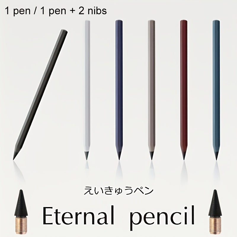 1pc/3pcs 1 Pen/1 Pen + 2 Refills, Metal Pencil with New Technology, Infinite Writing, Eternal Inkless Fountain Pen, Magic Pencil, Drawing Supplies, School and Office Stationery