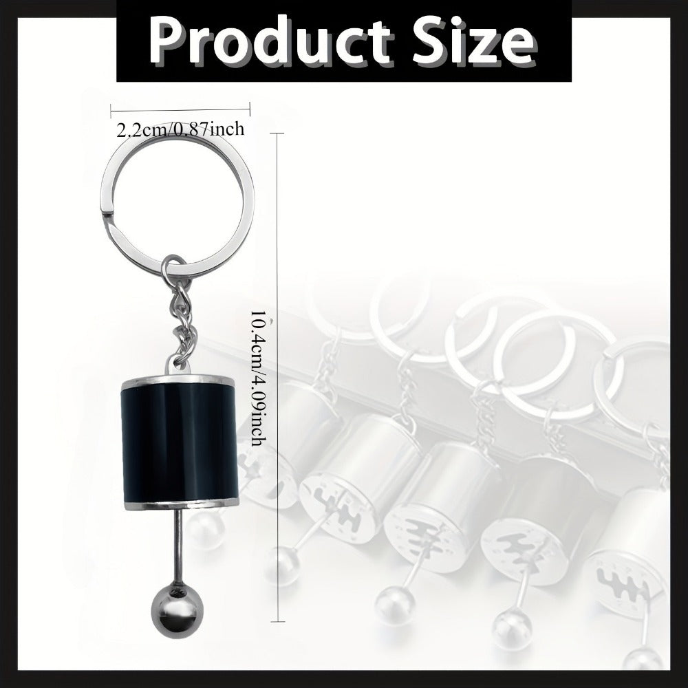Realistic Mini Gear Shift Keychain - 6-Speed Car Gearbox Model with Metal Ball and Black/White Lever - Durable Metal Car Key Accessory, Perfect Christmas Gift, Polished Metal Finish, Stylish Design, Sturdy Construction, Car Collectible, Exclusive for