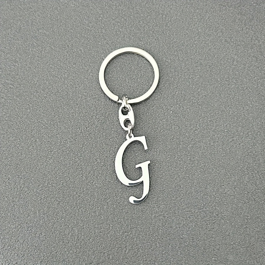 1pc Fashionable Stainless Steel 26-Letter Keychain - The Perfect Choice for Men's Backpacks and Car Accessories, Minimalist Pendant