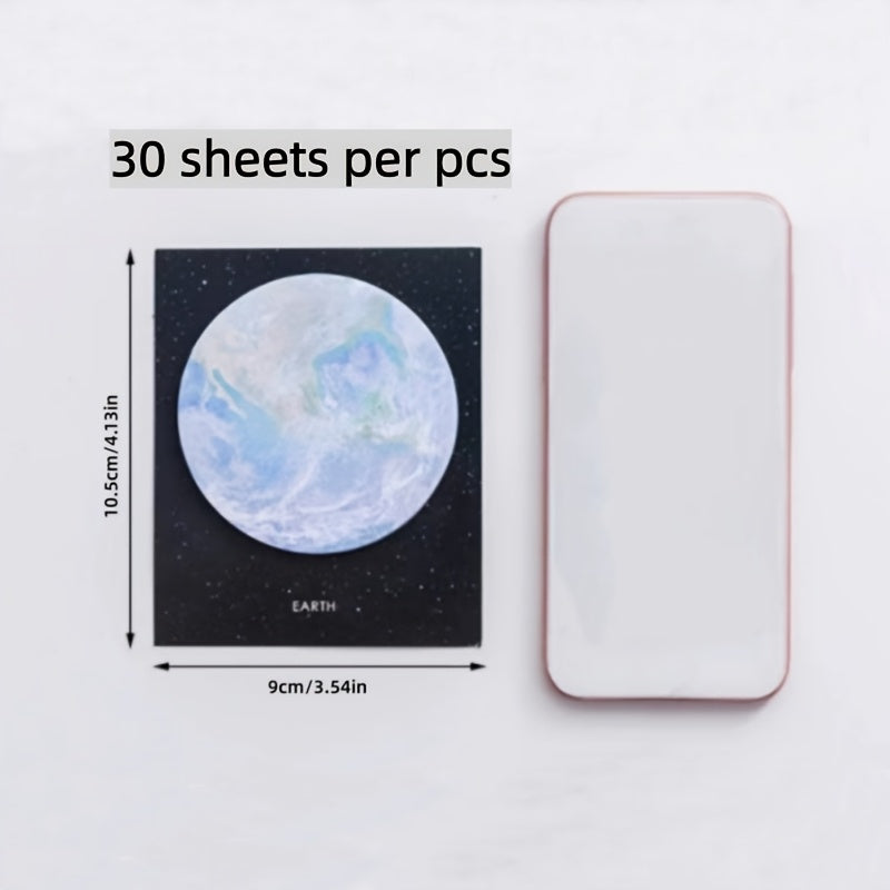 30 Sheets Per Book, 1/6pcs Planet Series Sticky Note Pads - Creative Celestial Body Memo Pad Set for Messages And Notes, Paper Material with Assorted Outer Space Designs - No Feathers