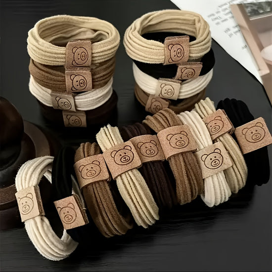 Random Mixing3/13/23pcs Cute Bear Pattern Hair Additions, Soft High Elasticity Hair Ties, Easy Versatile Ponytail Hair Ropes, Fashionable Cute Fabric Hair Additions, Suitable for And Women