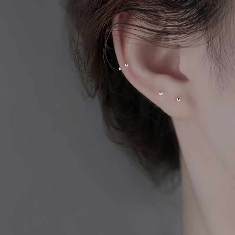 2/4/8pcs No-Remove Hypoallergenic Ear Studs, Double Ball Minimalist Jewelry Helix/Tragus Piercing, Effortless & Comfort