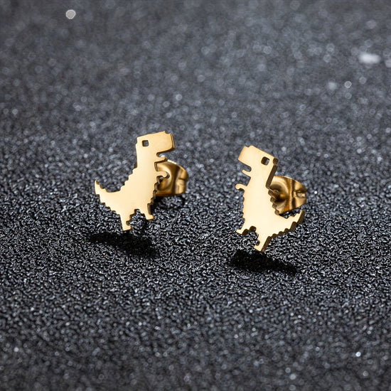 1-4 Pair New Fashion Minimalist Cute Female Stainless Steel Mini Dinosaur Stud Earrings for Jewelry Accessory Gifts
