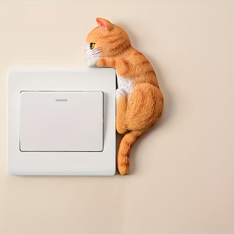 2 Super Cute Cat Wall Decorations - Cute Pet Switch Decoration, Corner Decoration, Socket Concealer, Socket Cover Cat Decoration, Fun Design, Festival Decorator, Gift Shopper, Suitable for Every Home Decoration Item