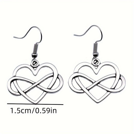 Retro Easy Handmade Jewelry Heart Infinity Symbol Earrings Earring Style Heart Infinite Earrings: Suitable for Daily Wear Or As a Romantic Gift, Suitable for All Seasons
