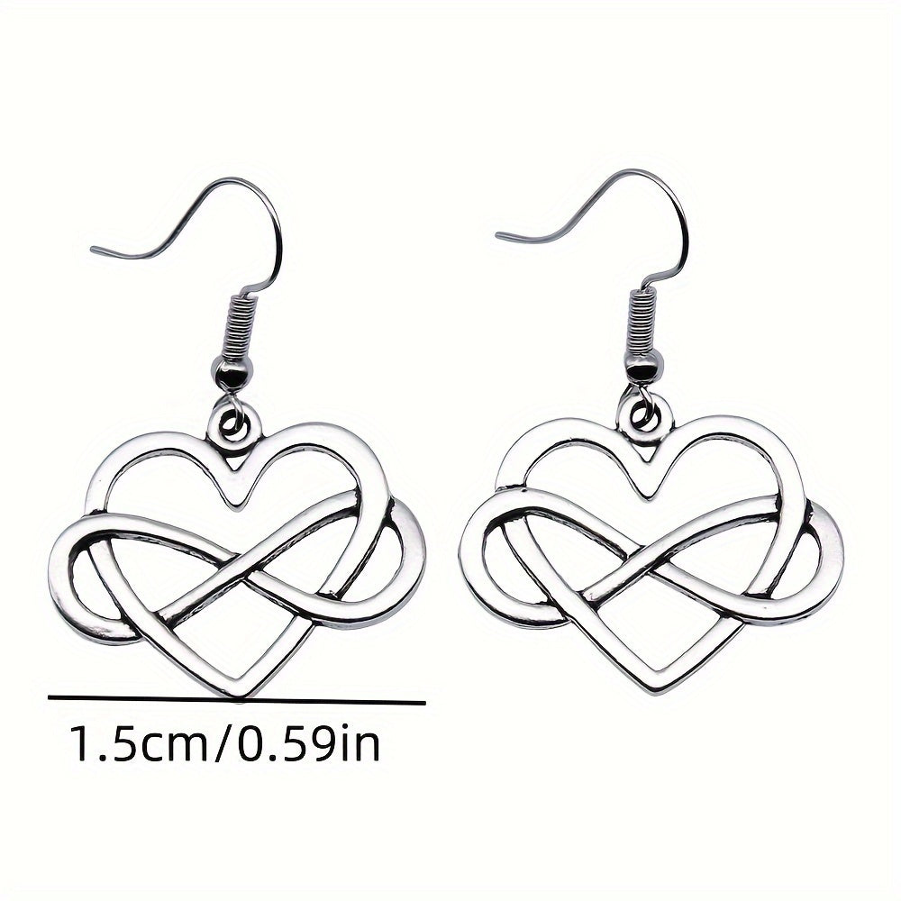 Retro Easy Handmade Jewelry Heart Infinity Symbol Earrings Earring Style Heart Infinite Earrings: Suitable for Daily Wear Or As a Romantic Gift, Suitable for All Seasons