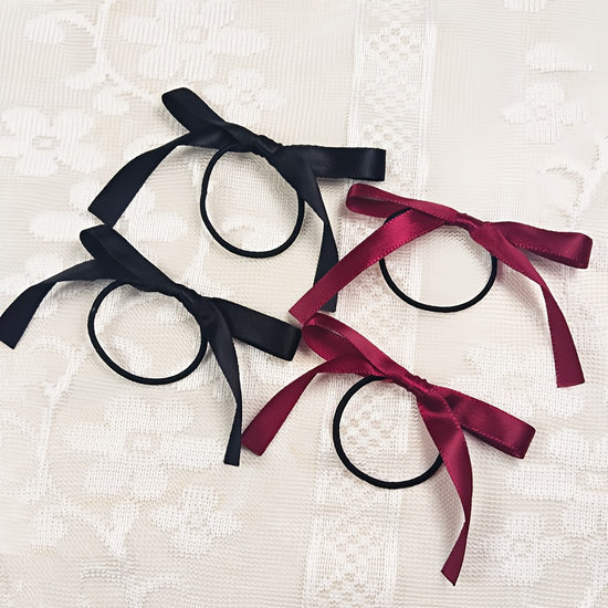 2pcs of Fashionable, Sweet, and Cute Bow Hair Ties, Versatile Burgundy and Black Bow Hair Ties, Suitable for Daily Wear as Hair Accessories