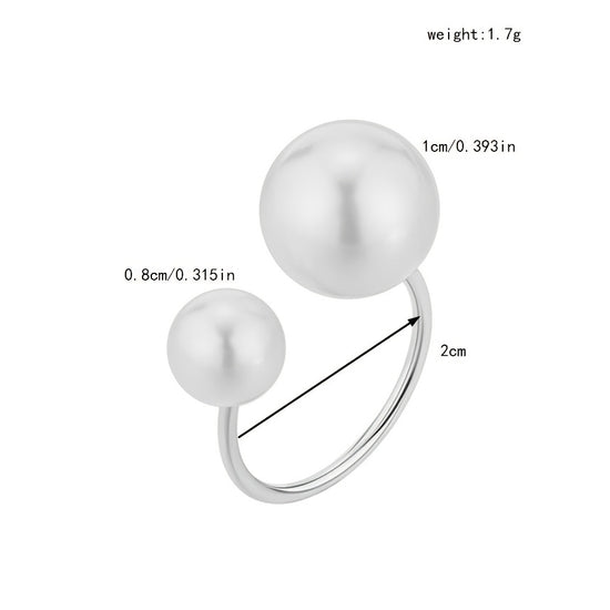 European And American Style Easy Imitation Pearl Ring Opening Adjustable Elegant Versatile Finger Jewelry