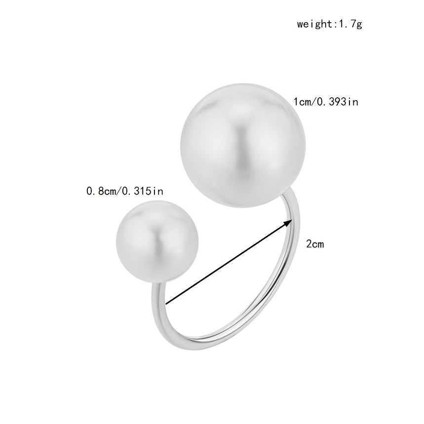 European And American Style Easy Imitation Pearl Ring Opening Adjustable Elegant Versatile Finger Jewelry