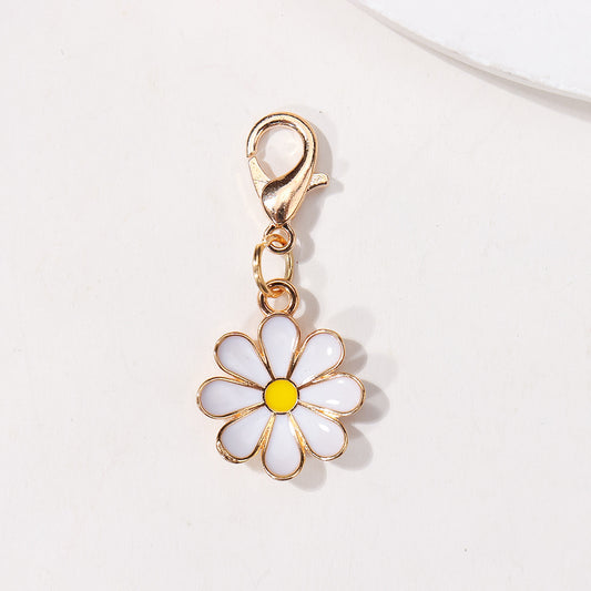 Alloy Drip Oil Chrysanthemum Pendant Colorful Flower Pendant Bag Keychain Hanging Decoration Accessories