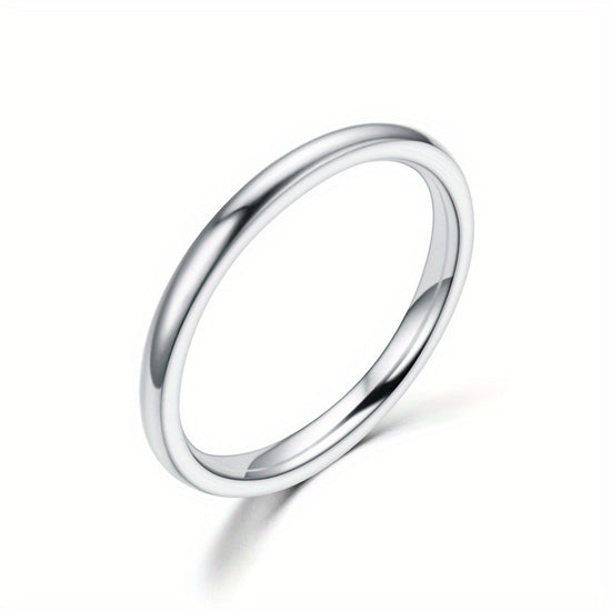 1pc Men's Minimalist Stainless Steel Ultra-Thin Dual-Layered Polished Ring - Sleek Modern Design for Casual Attire, Durable Comfort Fit Casual Jewelry, Unplated Metallic Finish - Silvery / #9