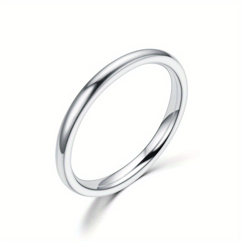 1pc Men's Minimalist Stainless Steel Ultra-Thin Dual-Layered Polished Ring - Sleek Modern Design for Casual Attire, Durable Comfort Fit Casual Jewelry, Unplated Metallic Finish - Silvery / #9