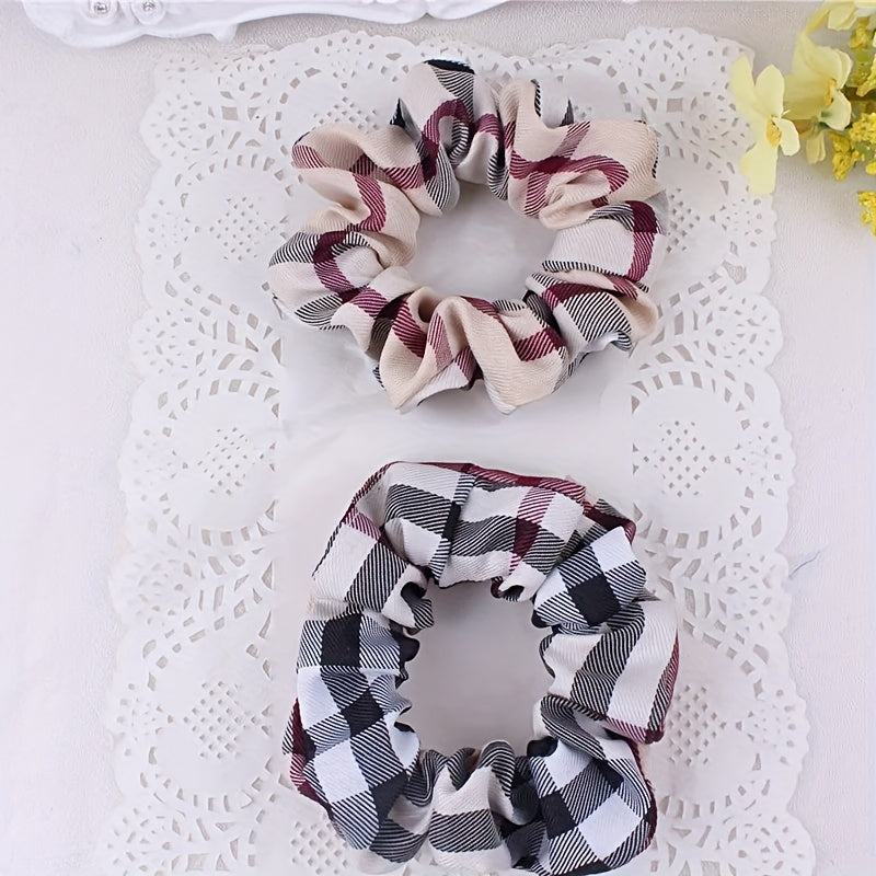 1 Check Hair Accessory Headband Dual Use Design Women's Elastic Hair Ties Fashion Practical Combined