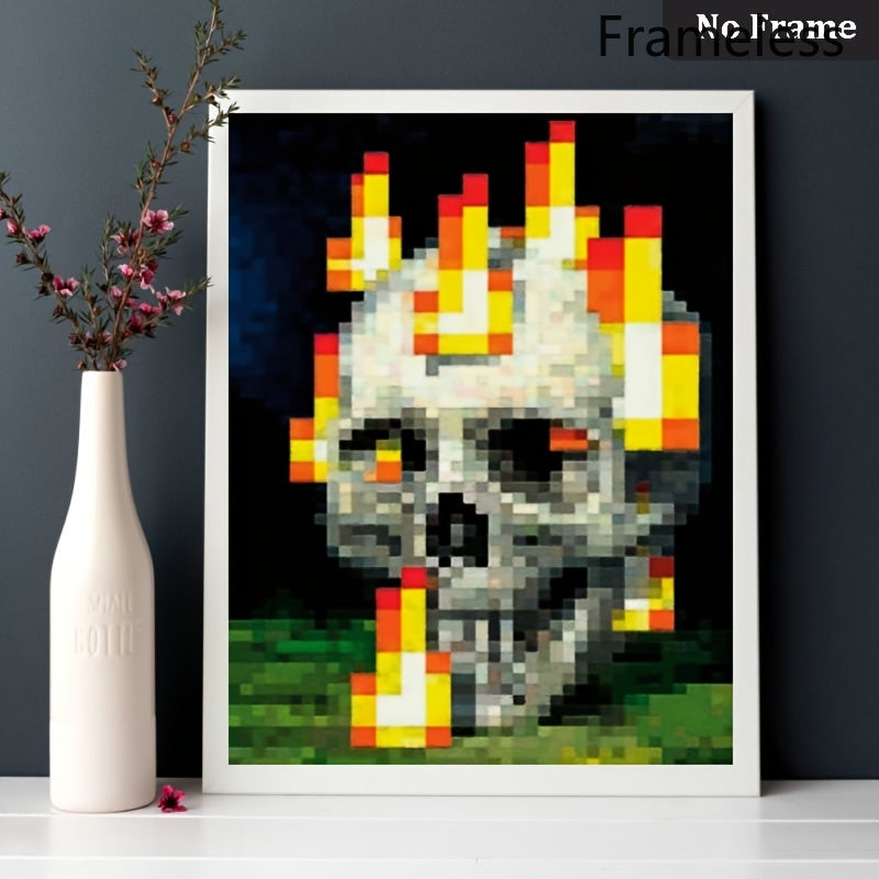 2D Flat, 1pc Large Vertical Retro 8-Bit Pixel Art Poster - Frameless Gothic Suitable for Rooms Suitable for Living Room Suitable for Bedroom Suitable for Bathroom Suitable for Dining Room Suitable for Home Office Decor - Machine-Printed Canvas Wall