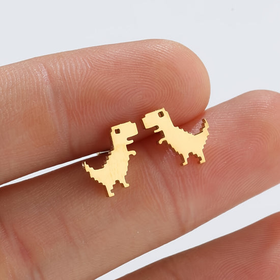1-4 Pair New Fashion Minimalist Cute Female Stainless Steel Mini Dinosaur Stud Earrings for Jewelry Accessory Gifts