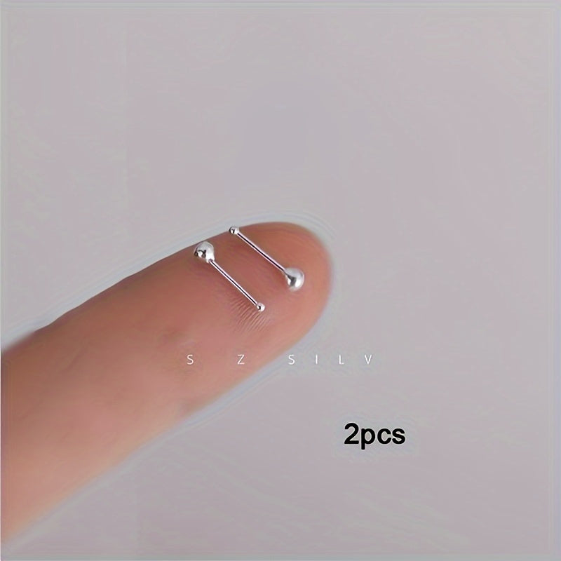 2/4/8pcs No-Remove Hypoallergenic Ear Studs, Double Ball Minimalist Jewelry Helix/Tragus Piercing, Effortless & Comfort