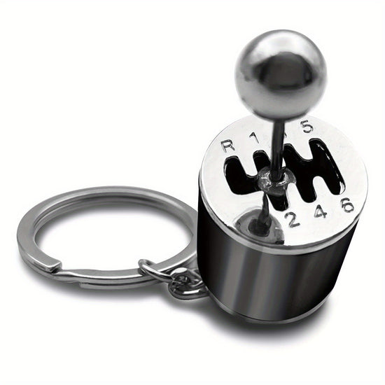 Realistic Mini Gear Shift Keychain - 6-Speed Car Gearbox Model with Metal Ball and Black/White Lever - Durable Metal Car Key Accessory, Perfect Christmas Gift, Polished Metal Finish, Stylish Design, Sturdy Construction, Car Collectible, Exclusive for