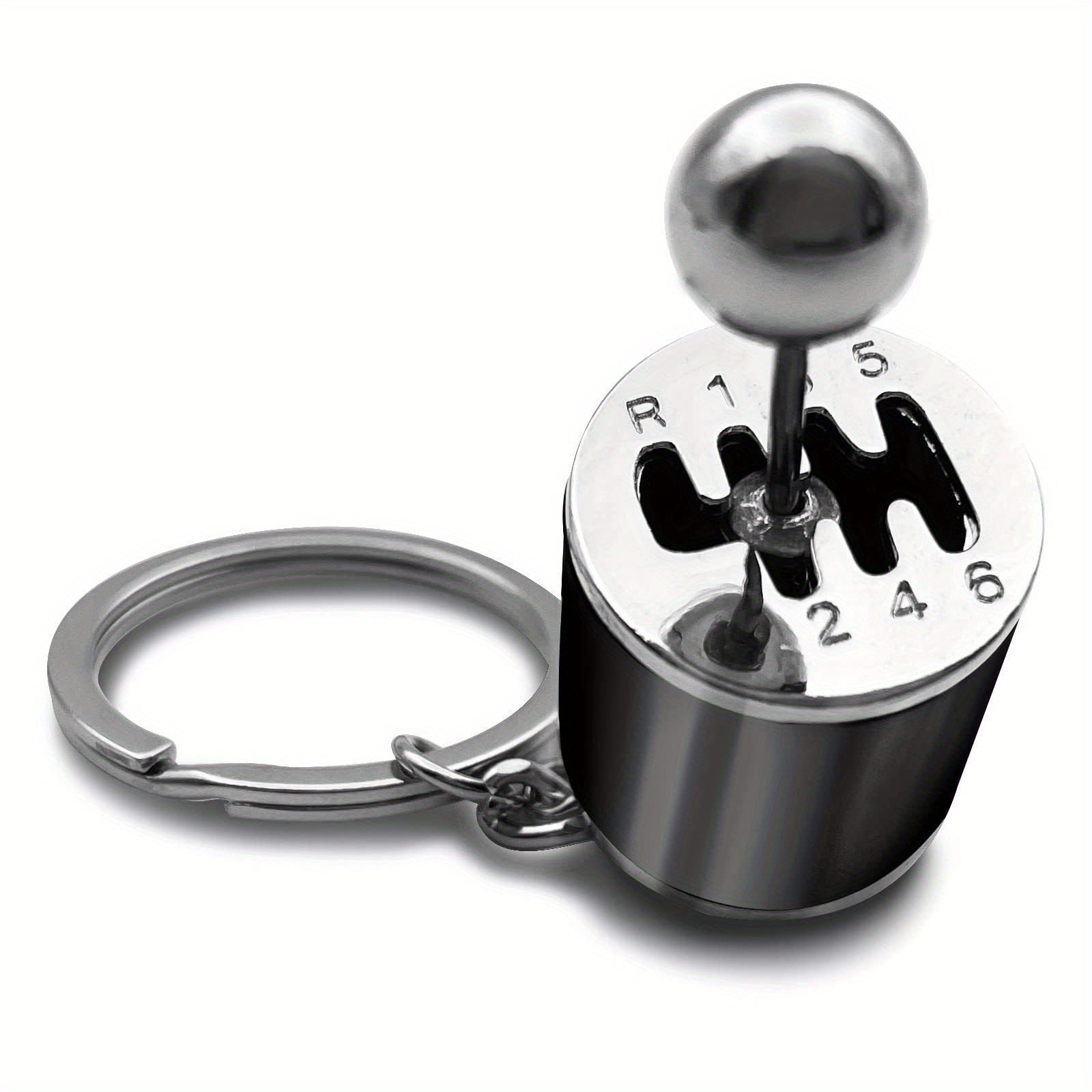 Realistic Mini Gear Shift Keychain - 6-Speed Car Gearbox Model with Metal Ball and Black/White Lever - Durable Metal Car Key Accessory, Perfect Christmas Gift, Polished Metal Finish, Stylish Design, Sturdy Construction, Car Collectible, Exclusive for