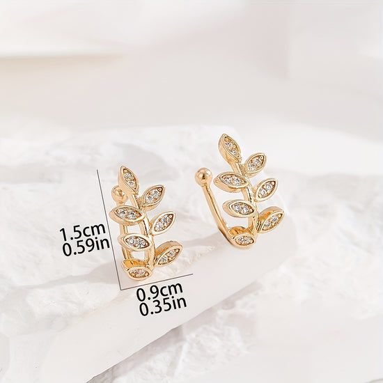 Explosive Delicate Leave Earstuds, Delicate and Simple, Leaves Ear Bone Clips, No Piercings, Ear Clips, Adjustable Earrings, Super Fairy Forest High-end Earrings