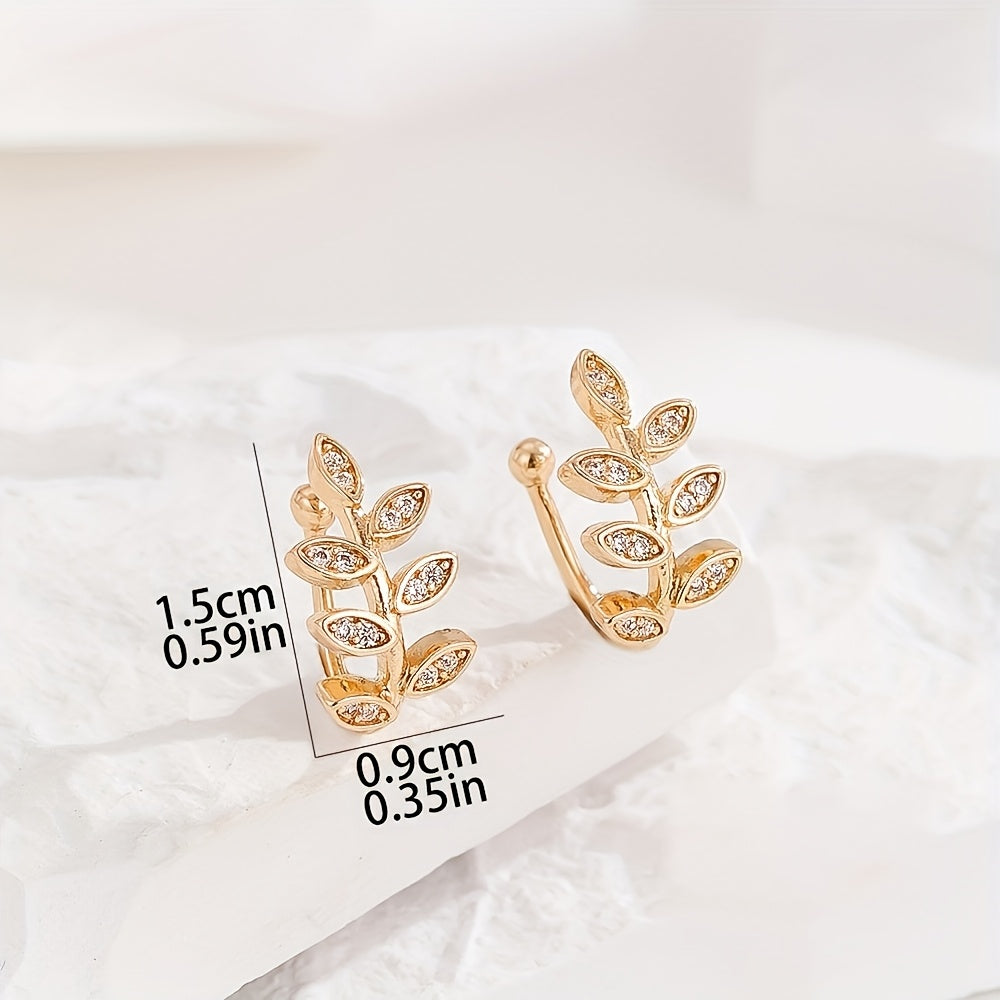 Explosive Delicate Leave Earstuds, Delicate and Simple, Leaves Ear Bone Clips, No Piercings, Ear Clips, Adjustable Earrings, Super Fairy Forest High-end Earrings