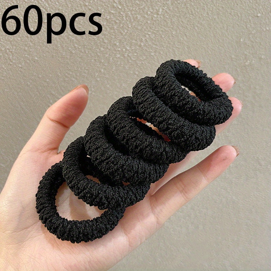10-60-110-120pcs Thickened Hair Ties - High Elasticity Durable Hair Bands, Wide Hair Ties Suitable for Ponytails And Buns, Retro Minimalist Design, 10 Different Colors (Black/Beige/White/Brown/)