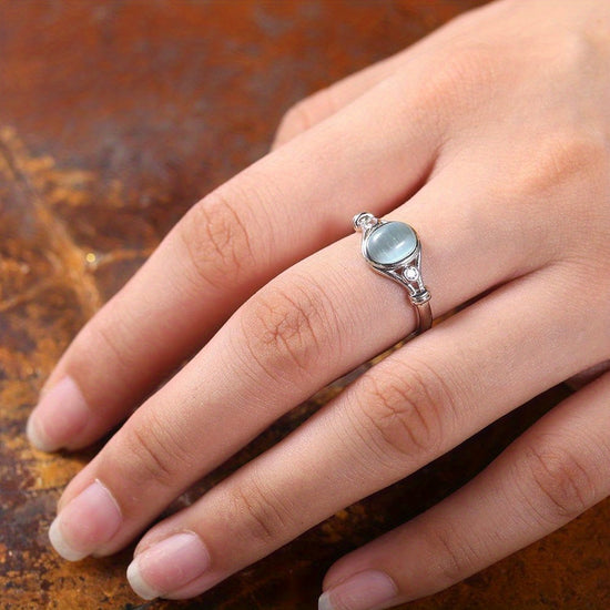 European And American Style Simple And Atmospheric Cat's Eye Stone Ring, Women's Fashionable And Versatile Jewelry