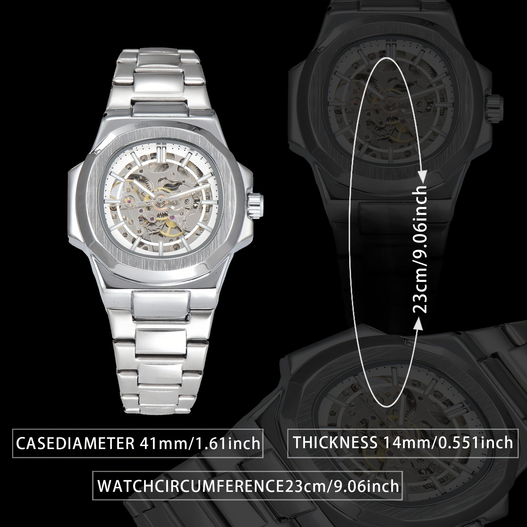 Men'S Fully Automatic Business And Leisure Watch with All Metal Case, Stainless Steel Butterfly Buckle Strap, Trendy And Fashionable Night Light, And High-End Hollowed Out Mechanical Watch for Business And Leisure Men, Suitable As a Christmas Gift